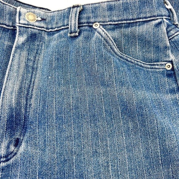 UNIQUE VINTAGE HERRINGBONE STRIPE WRANGLER HIGH RISE STRAIGHT LEG DENIM JEANS -1 - Picture 6 of 10